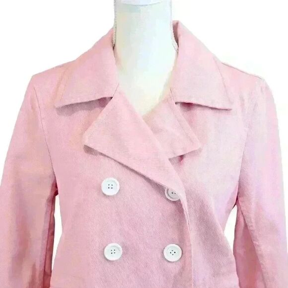 J.Crew Baby Pink Heavyweight Twill Pea Coat – Size 4 - Picture 6 of 7